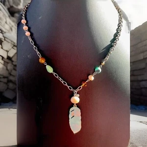 Plunder Design Fashion Trendy  Turquoise Leaf Beaded 20” Long Necklace! - Picture 1 of 12