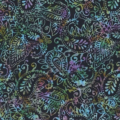 Wilmington Batiks - Mystic Vineyard - Paisley - Black, Fabric By The Yard - Image 1 of 4