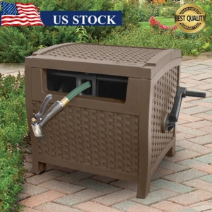 175ft Hose Hideaway Garden Reel Storage Box Bin Resin Container Outdoor Holder - Picture 1 of 10