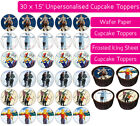 30 VINTAGE SKIING EDIBLE WAFER & ICING CUPCAKES TOPPERS DECOR BDAY PARTY SPORTS