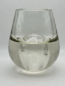 Vaso cristallo soffiato La Vida vetro artistico trasparente bifacciale metà secolo Polonia moderna - Foto 1 di 18