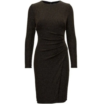 NWT Lauren Ralph Lauren Womens Size 10 Bronze Metallic Ruched Sheath Dress NEW - Image 1 of 4