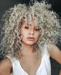 Peluca Afro Rizada Gris Claro Rubia Peluca con Golpes para Negro Mujeres Moda Fiesta Peluca - Imagen 1 de 6