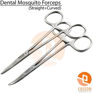 MEDENTRA Hemostat Mosquito Forceps Surgical 5" Straight + Curved Locking Plier  - Picture 1 of 6