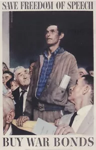 Norman Rockwell - Four Freedoms (1943) - Miniature Poster/Book Clipping - Picture 1 of 1