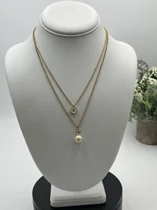Kate Spade White Pearly Delight Double Pendant Gold Plated Necklace - Picture 1 of 14