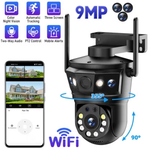 3 Lens 9MP Security Camera Wireless HD WiFi IP PTZ Home Outdoor CCTV IR Cam - Picture 1 of 10