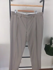 Pantalones de vestir plisados de lana Lana beige Canali Milano EU56/a medida a 34W 32L - Imagen 1 de 8