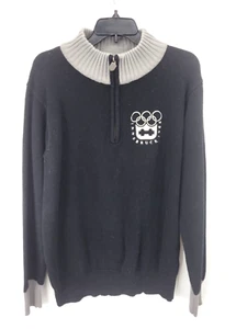 The Olympic Museum Collection Sweater Innsbruck 1964 Mens Large Black 1/4 Zip - Picture 1 of 12