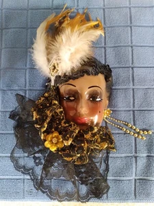 HTF Unique Creations Lady Face Mask Wall Art Hanging Signed #ERD Limited Edition - Picture 1 of 8