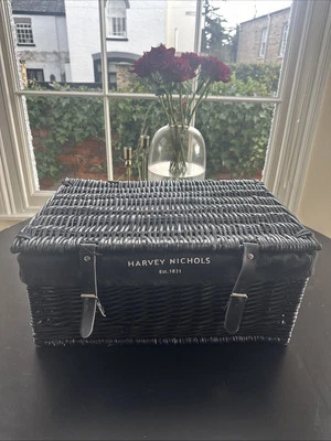 Harvey Nichols Black Wicker Hamper Basket  - Image 1 of 4