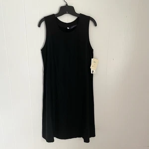 NWT 100% Linen Black Sleeveless Dress S Minimalist Cottagecore Tie Back Capsule - Picture 1 of 9