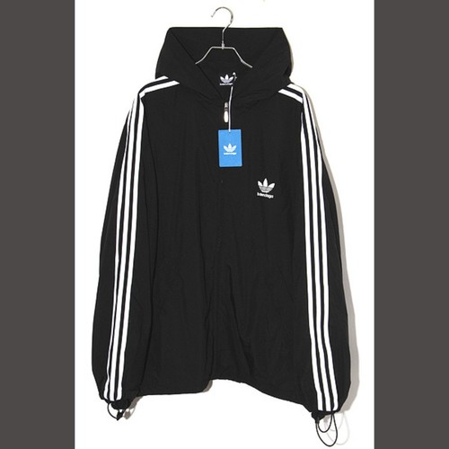 Balenciaga x adidas logo stampa zip cappuccio giacca felpa S nero 725310 us
