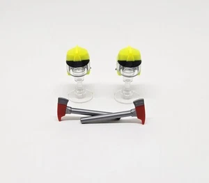 Lego Fireman Helmet Visor / Neck + AXE Neon Yellow NEW X2 (40) - Picture 1 of 3