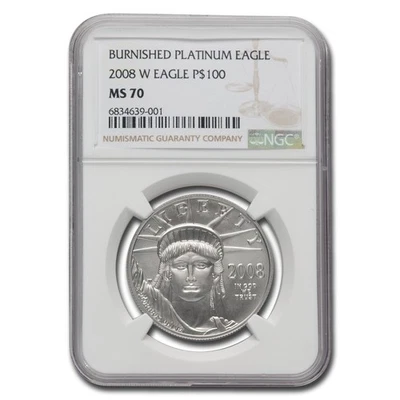 2008-W 1 oz Burnished American Platinum Eagle MS/SP-70 NGC - Image 1 of 3