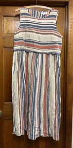 Coldwater Creek Sleeves Dress - Lined - Zip Up - Multicolor Stripes - Size 16P! - Bild 1 von 4