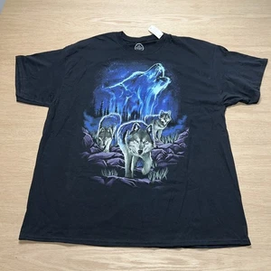 NWT DOM Wolf Pack T-shirt Mens 2XL Black Graphic Tee Purple/Blue - Picture 1 of 23