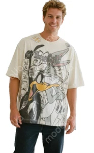 Looney Tunes T-Shirt Herren Größe 5XB hellbraun Daffy Duck Bugs Bunny & Friends Grafik - Bild 1 von 4