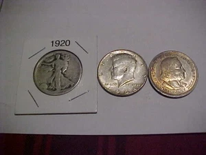 3-90% Silber 1/2 Dollar 1893 - Columbain, 1944 - Walker & 1954 - D zirkuliert cond. - Bild 1 von 2