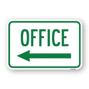 Office With Left Arrow Heavy Gauge Aluminum Parking Sign Rust Proof - Picture 1 of 10