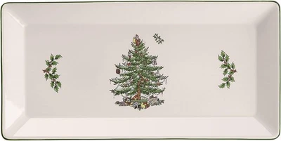 Christmas Tree 14-Inch Rectangular Sandwich Tray, Porcelain Serving Platter f... - Image 1 of 4