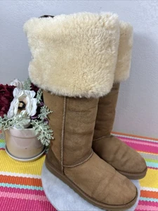 UGG 3172 Bailey Button Overknee Chestnut Suede Bomber Boots Women’s 39 US 8 - Bild 1 von 13