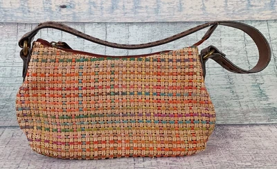 Fossil Pequeño De Colección Multicolor Tejido Bolso de Mano Cartera Bolso sin asas Bolso de mano Y2K Rayas Foto 1 de 4