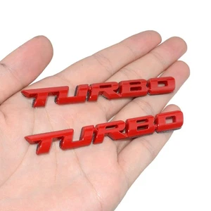 2pcs TURBO Logo Red Car Styling Sticker Metal Emblem Badge Decal Car Accessories - Picture 1 of 18