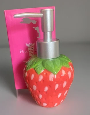 Pink Zebra BERRY CUTE Strawberry Soap Dispenser New In Box 3” X 5.5” - Image 1 of 2
