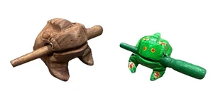 BSIRI 5" Wooden Frog Rasp Musical instruments of Thailand Frog & Small Green One - Picture 1 of 7