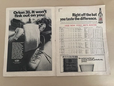 NY Mets 1968 Program And Scorecard Shea Stadium*missing Cover/writing is In pics - Image 1 of 4