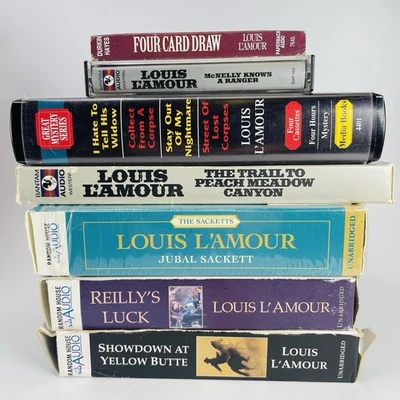Lot of 7 Louis L’amour Audio Books On Tape Cassettes and CD Audiobook Westerns - Image 1 of 4