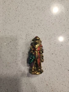 Estatuilla de Papá Noel de peltre de metal vintage con árbol de Navidad decoración pesada - Imagen 1 de 5