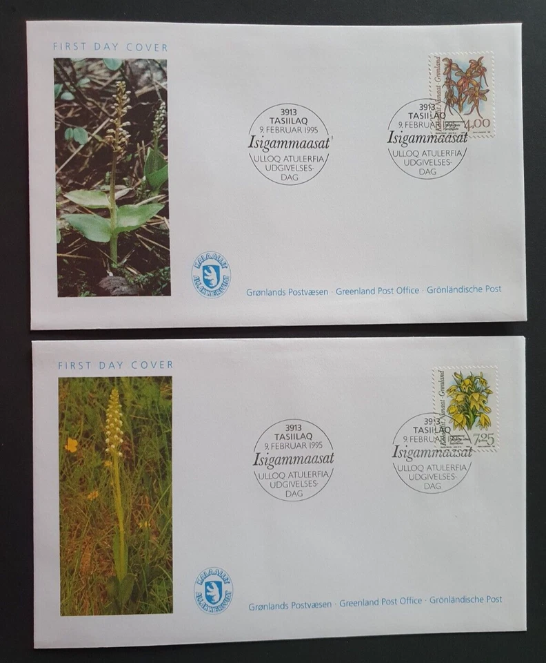 1995 GREENLAND GRONLAND SET ARCTIC ORCHIDS FLOWERS FLORA FLEURS FDC - Image 1 of 1
