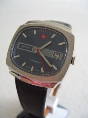 НОВЫЙ ИЗ СТАРЫХ ЗАПАСОВ НОВЫЙ ВИНТАЖНЫЙ АВТОМАТИЧЕСКИЙ С ДАТОЙ REVUE ШВЕЙЦАРСКИЙ СДЕЛАНО МУЖСКИЕ АНАЛОГОВЫЕ ЧАСЫ 1960-Х - Изображение 1 из 3