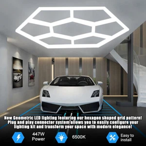 Hexagon LED Röhren Werkstatt Garage Wand Garage Decken Leuchte Waben Beleuchtung - Picture 1 of 18