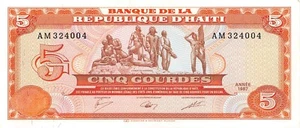 Haiti 5 Gourdes 1987 P 246a Series AM Circulated Banknote A19 - Picture 1 of 2