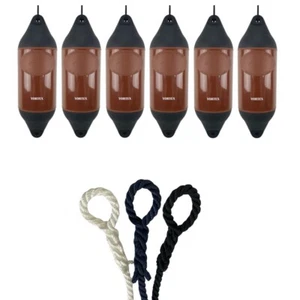 6 x HURRICANE Vortex Boat Fenders: Brown PM04 - FREE SPLICED END 10MM ROPE - Picture 1 of 2