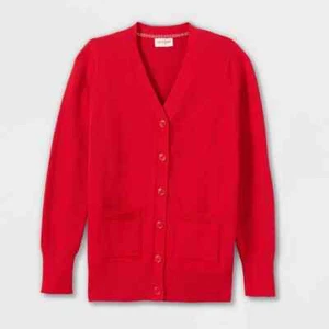 Cat & Jack Girls Solid Long Uniform Cardigan, Red, Small (6/6X) - Picture 1 of 7
