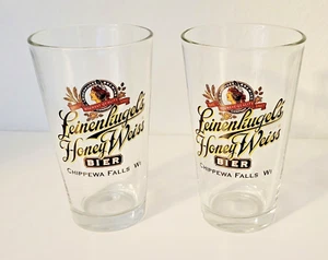 LEINENKUGEL'S Pint Glass HONEY WEISS Beer Chippewa Falls Wisconsin - Lot of 2 - Picture 1 of 6