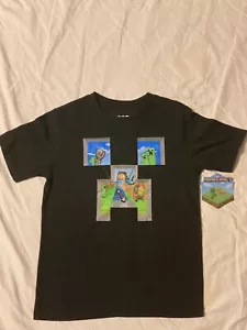 MINECRAFT Creeper video GAME logo New BOYS Youth SHORT SLEEVE T-Shirt STEVE - Picture 1 of 6