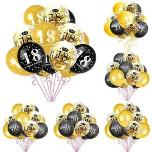 18th 21st 30th 40th 50th 60th Birthday Party Balloons Black&Gold Decorations Set - Picture 1 of 18