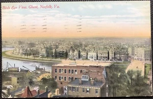 Bird's Eye View of Ghent Norfolk Virginia c1910 Postcard - Picture 1 of 2