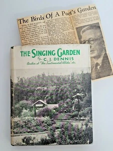 The Singing Garden by C.J. Dennis - 1ST Ed HCDJ + Original Newspaper Clipping - Picture 1 of 11