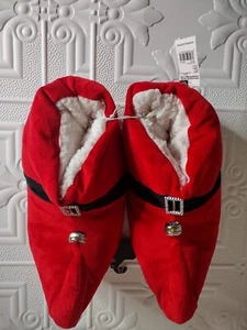 NWT Joe Boxer Women's Red Christmas Holiday Elf Slippers With Bells Sz XL 11/12 - Picture 1 of 9