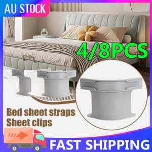 4/8x Bed Sheet Holders w/ Lock Strips Heavy-Duty Corner Straps Non-Slip Grippers - Picture 1 of 16