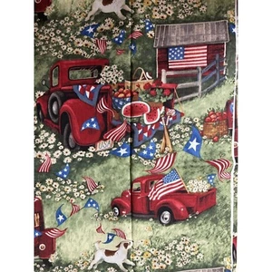 1/2 Yard Susan Winget patriotischer Picknick roter LKW - 100 % Baumwolle - Federn - Bild 1 von 4