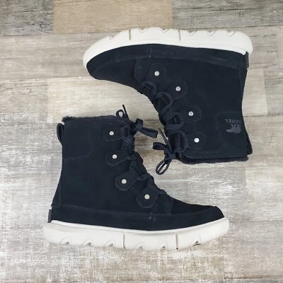 SOREL Explorer Next Joan WP Boots Womens Sz 6.5 Black Fawn Lace Up *Worn 1x* - Image 1 of 4