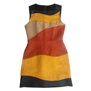 Vestido Proenza Schouler Tweed y Cuero Talla 6 Funda Naranja Negro Tostado S - Imagen 1 de 12