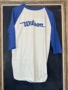Vintage Wilson Sportswear 3/4 Baseball Style T-Shirt Made in USA White XL? - Picture 1 of 9